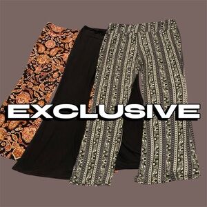 No Boundaries Women's Wide Leg Pants Set - Black, Orange, White